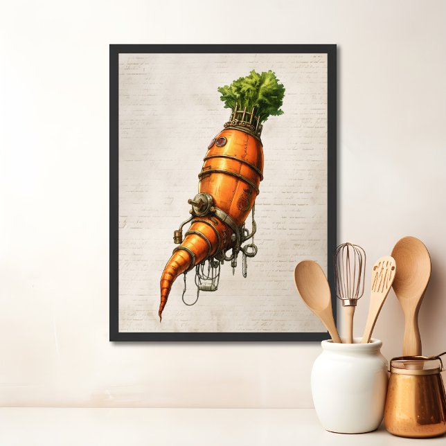 Arte de cocina de Steampunk, Carrot (Steampunk carrot kitchen wall art)