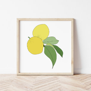 Arte de Cocina Rama de Limón Cítricos Dibujados a