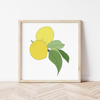 Arte de Cocina Rama de Limón Cítricos Dibujados a 