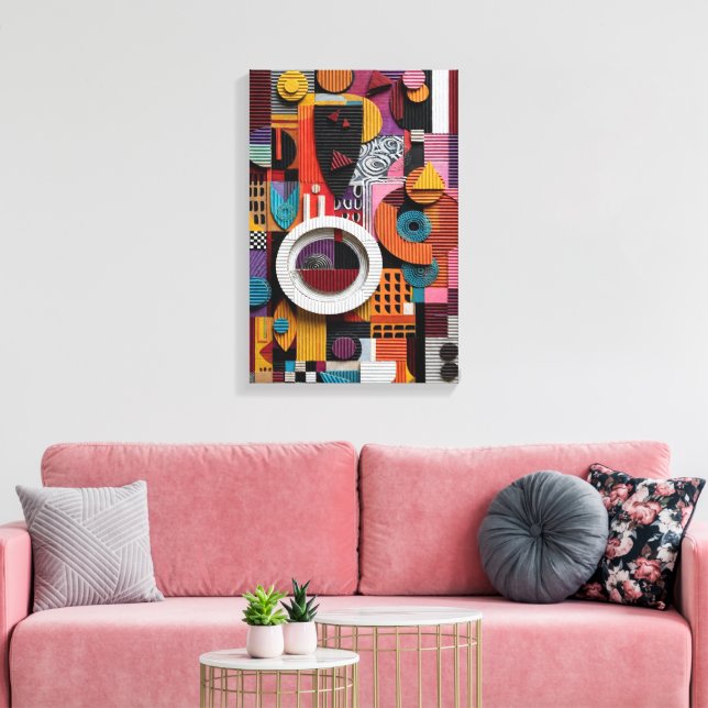 Arte de colaje geométrico 3D vertical (Insitu (Sala de estar))