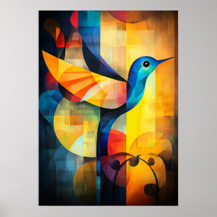 Arte de Colibrí Abstracto - Ave Geométrica