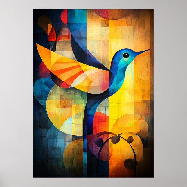 Arte de Colibrí Abstracto - Ave Geométrica (Frente)