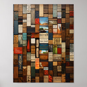 Arte de Collage de Tipografía de Libro y Letrero R