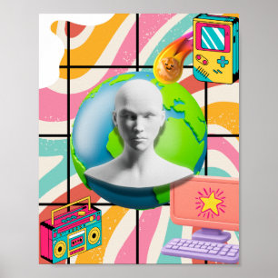 Arte de collage surrealista retro de busto de la T