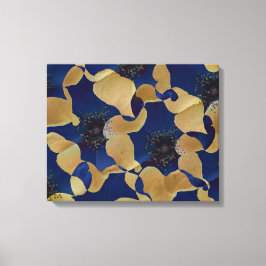 Arte de color beige y azul con motivos florales/fl