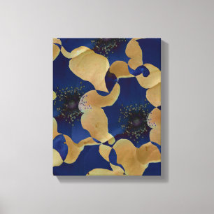 Arte de color beige y azul con motivos florales/fl