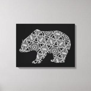 Arte de color geométrico del oso blanco negro