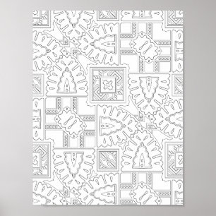 Arte de colorear patrón de motivo de azulejo boho