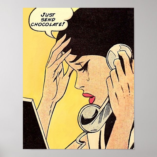 Arte de cómic vintage de Solo envía chocolate (Frente)
