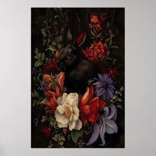 Arte de conejo botánico Black Bunny, Oscuro