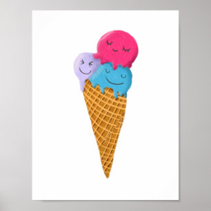 Arte de Cono de Helado Adorable para Habitación de