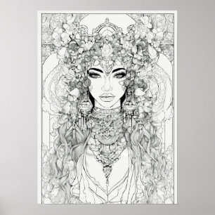 Arte de contorno negro y blanco para poster de par