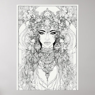 Arte de contorno negro y blanco para poster de par
