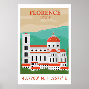 Arte de Coordenadas de Viaje Antiguo de Florencia