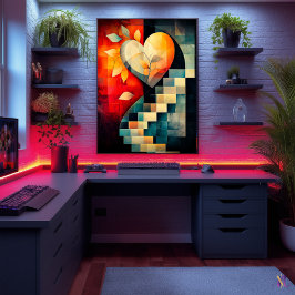 Arte de Corazón Abstracto - Diseño Geométrico de A