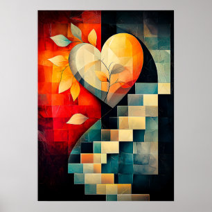Arte de Corazón Abstracto - Diseño Geométrico de A
