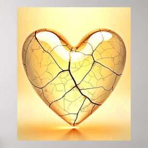 Arte de Corazón Agrietado Dorado