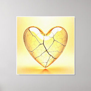Arte de Corazón Agrietado Dorado