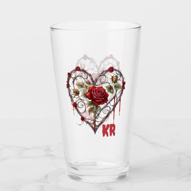 Arte de Corazón de Rosa Roja Gótica con Enredadera (Anverso)
