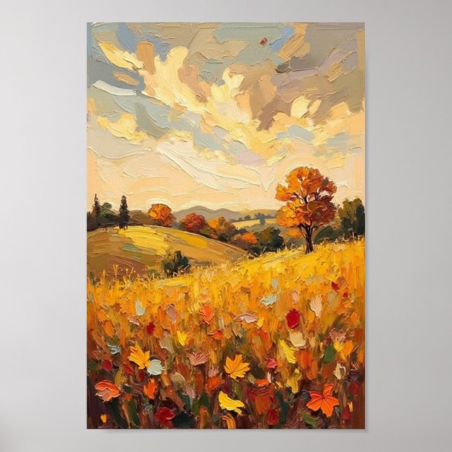 Arte de cosecha de campos de otoño vintage (Frente)