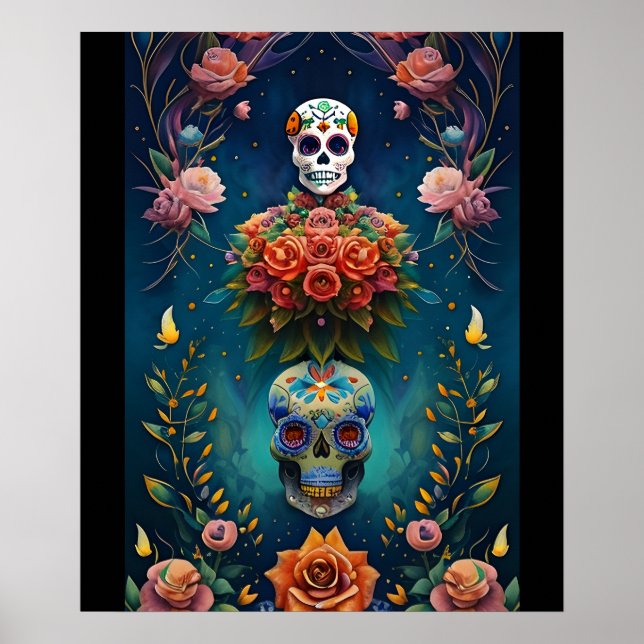Arte de Cráneo de Azúcar - Día de los Muertos Trad (Frente)