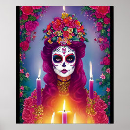 Arte de Cráneo de Azúcar - Mujer hermosa en Altar