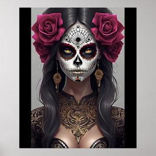 Arte de Cráneo de Azúcar - Rosas y Revelry