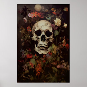 Arte de cráneo floral gótico Impresión victoriana