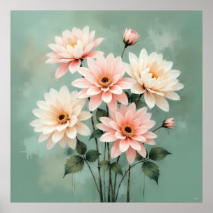 Arte de Crisantemo Elegante con Toque Rosado