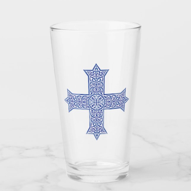 Arte de Cruz Copta Azul Lapis Premium (Anverso)