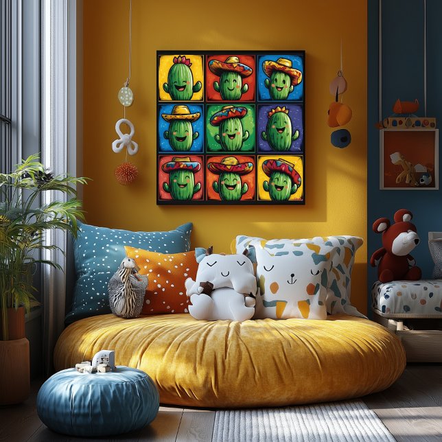 Arte de cuadrícula de cactus sonrientes coloridos  (Subido por el creador)