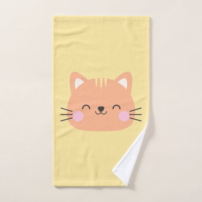 Arte de cumpleaños de gato para niños (Toalla de mano)