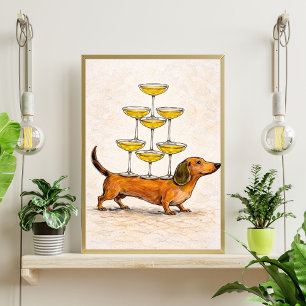 Arte de Dachshund   ilustración divertida de perro