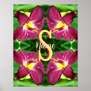 Arte de Daylily personalizado con monograma inicia