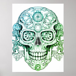 Arte de dibujo de cráneo de azúcar Steampunk para