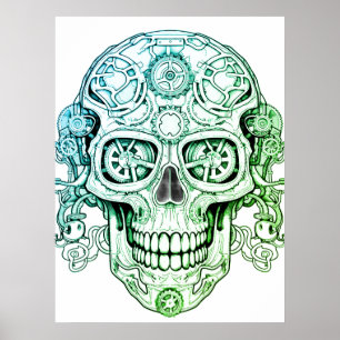 Arte de dibujo de cráneo de azúcar Steampunk para