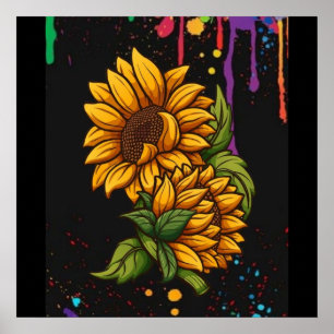 Arte de dibujo de girasoles, amor de girasoles