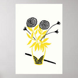 Arte de dibujo de la vesícula de flores amarillas