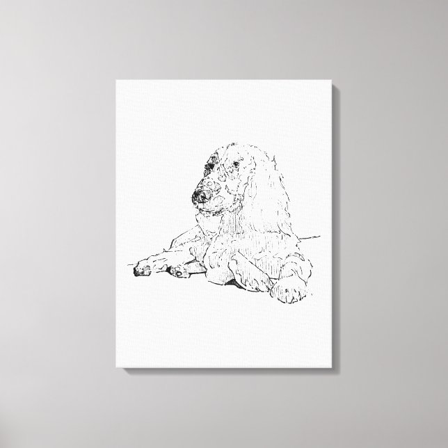 Arte de dibujo lineal de Cocker Spaniel Perro  (Anverso)