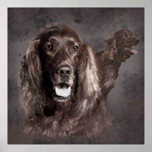Arte de Digitaces de los perros de Irish Setter