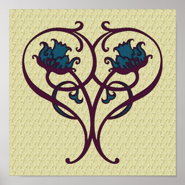 Arte De Diseño Floral De Plomo Y Azul Ornato (Frente)