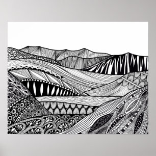 Arte de doodle abstracto de color blanco negro en 