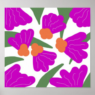 Arte de Doodle Audaz Floral Pop Retro Moderno Vint