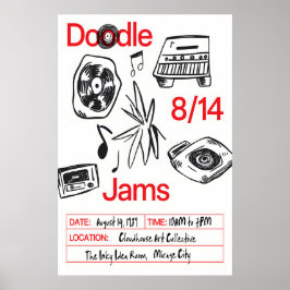 Arte de Doodle de Música Impresión Retro Vinyl, Ca
