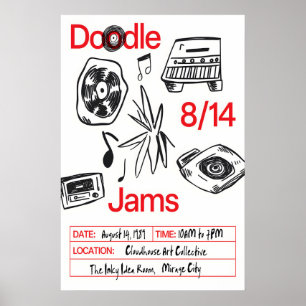 Arte de Doodle de Música Impresión Retro Vinyl, Ca