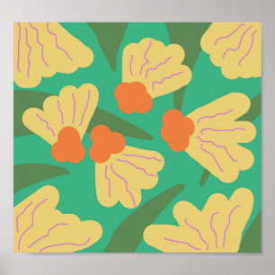 Arte de Doodle Floral Retro Moderno Vintage