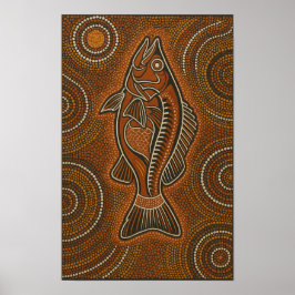 Arte de dot aborigen de Barramundi