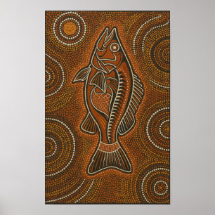 Arte de dot aborigen de Barramundi