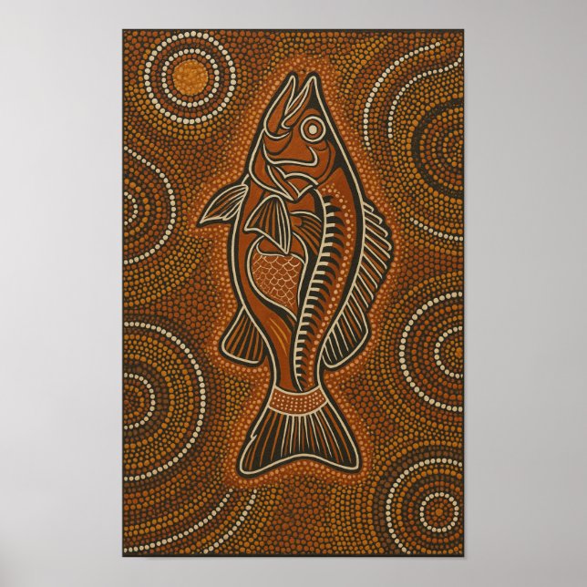 Arte de dot aborigen de Barramundi (Frente)