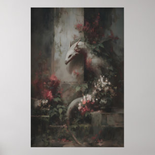 Arte de dragón de fantasía botánica, criatura góti